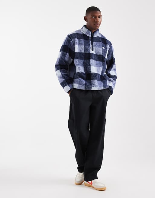 Nike Club half zip fleece in blue check