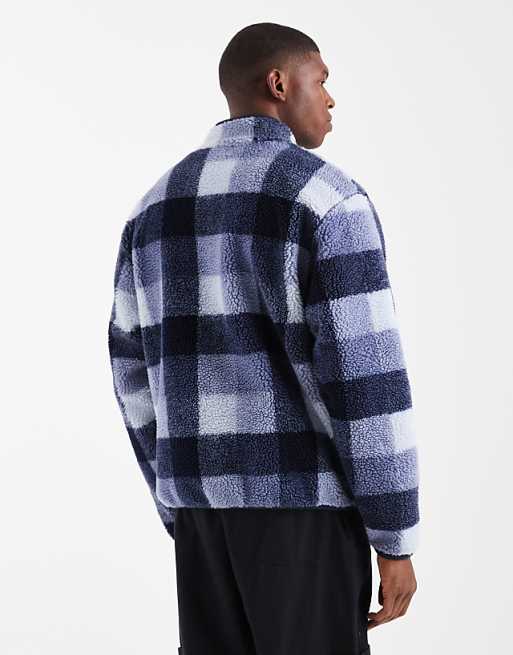 Nike Club half zip fleece in blue check