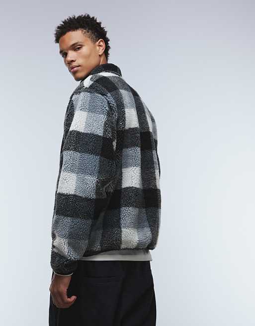 Nike Club half zip fleece in black check