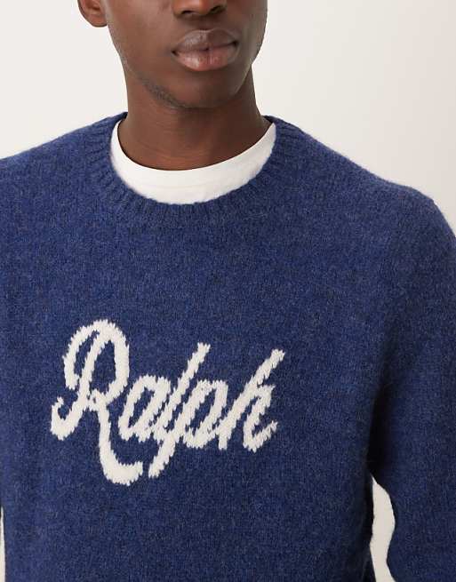 Polo Ralph Lauren long sleeve logo knit jumper in navy