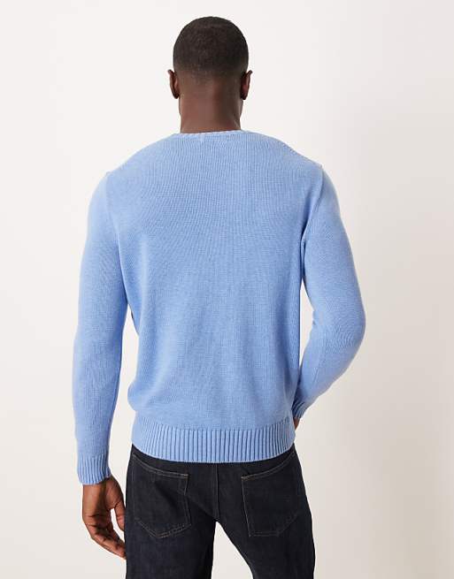 Polo Ralph Lauren icon logo heavyweight cotton knit jumper in soft blue