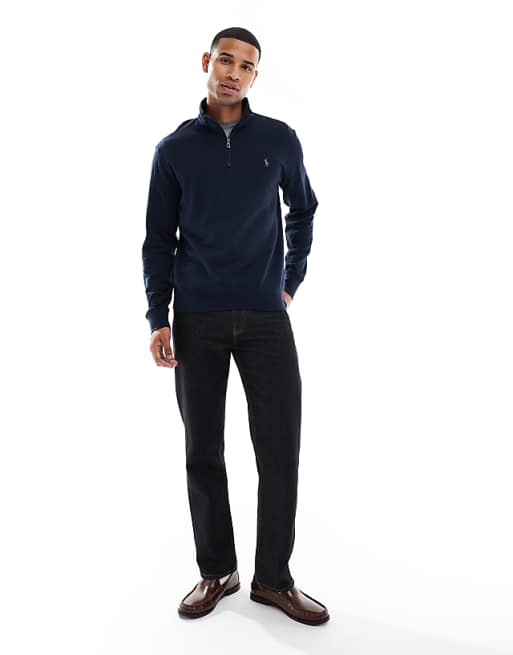 Polo Ralph Lauren – Marinblå, dubbelstickad sweatshirt