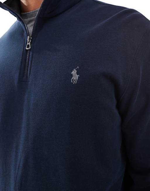 Polo Ralph Lauren – Marinblå, dubbelstickad sweatshirt
