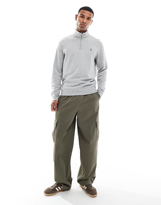 Polo Ralph Lauren – Gråmelerad sweatshirt i dubbelstickad