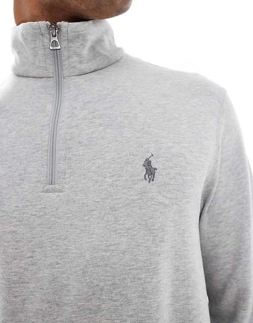 Polo Ralph Lauren – Gråmelerad sweatshirt i dubbelstickad