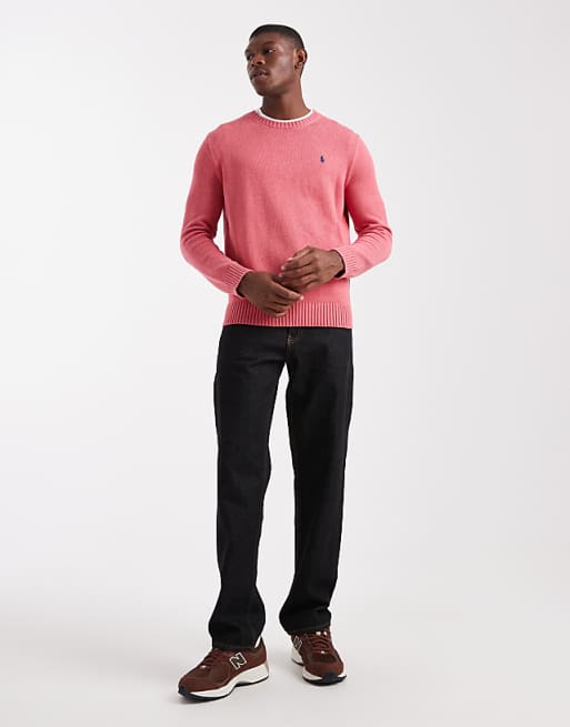 Polo Ralph Lauren icon logo heavyweight cotton knit jumper in red marl