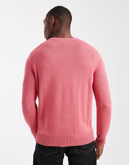 Polo Ralph Lauren icon logo heavyweight cotton knit jumper in red marl