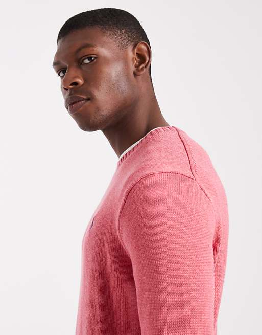 Polo Ralph Lauren icon logo heavyweight cotton knit jumper in red marl