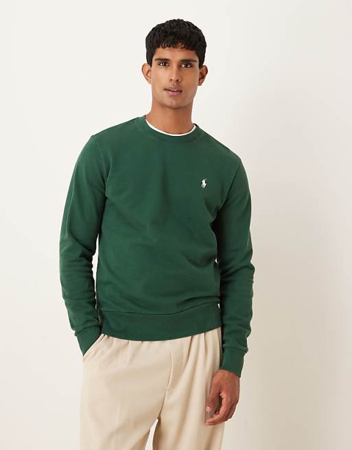 Polo Ralph Lauren icon logo double knit sweatshirt in dark green