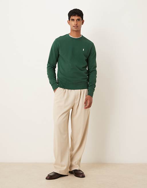 Polo Ralph Lauren icon logo double knit sweatshirt in dark green