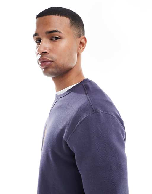 Polo Ralph Lauren heritage cap bear print sweatshirt in mid blue