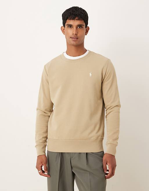 Polo Ralph Lauren icon logo double knit sweatshirt in khaki beige
