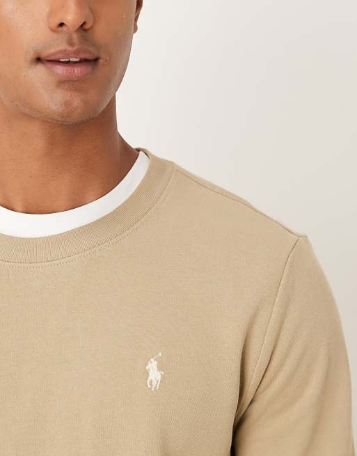 Polo Ralph Lauren icon logo double knit sweatshirt in khaki beige