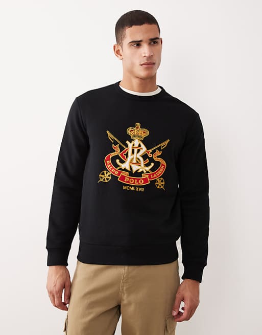 Polo Ralph Lauren – Svart sweatshirt i fleece med stor emblemlogga