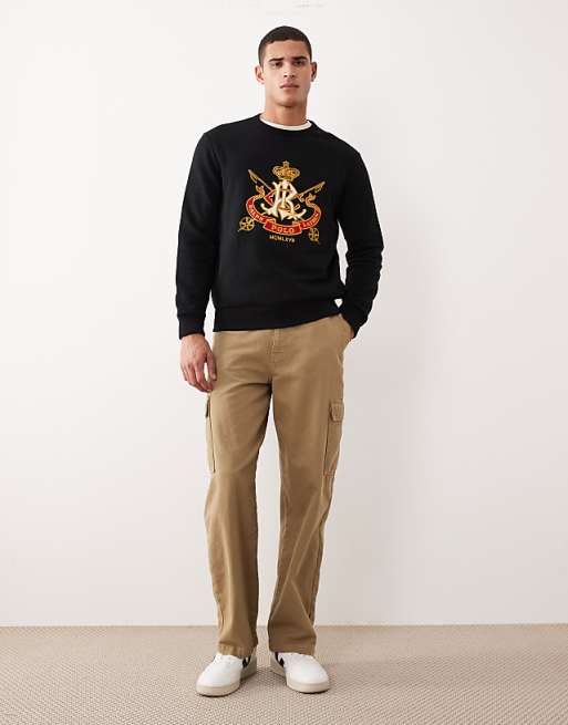 Polo Ralph Lauren – Svart sweatshirt i fleece med stor emblemlogga