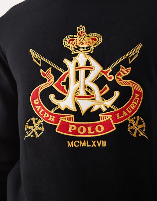 Polo Ralph Lauren – Svart sweatshirt i fleece med stor emblemlogga