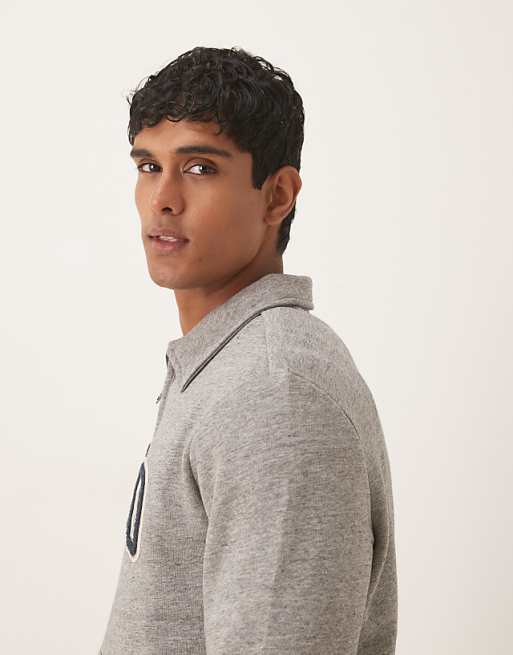 Polo Ralph Lauren large collegiate script logo half zip sweatshirt in dark grey marl