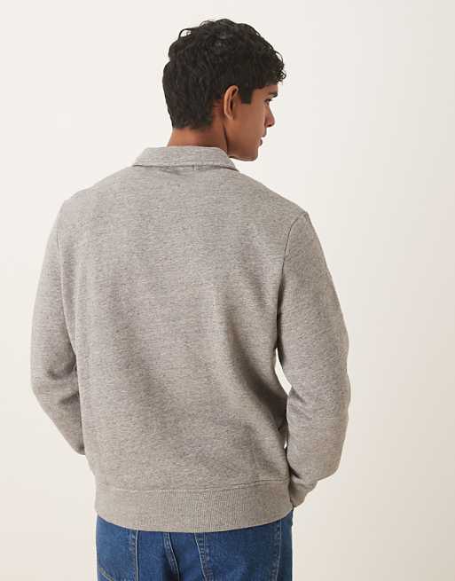 Polo Ralph Lauren large collegiate script logo half zip sweatshirt in dark grey marl