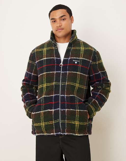 Barbour Tartan fleece zip through in classic tartan - DGREEN