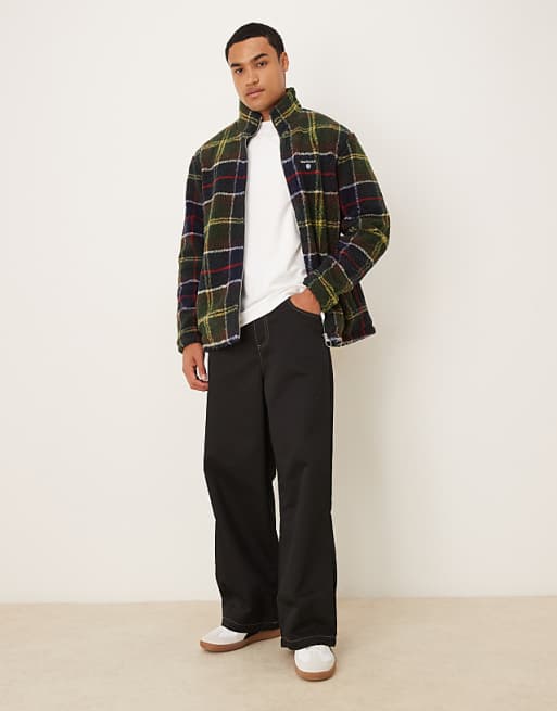 Barbour Tartan fleece zip through in classic tartan - DGREEN