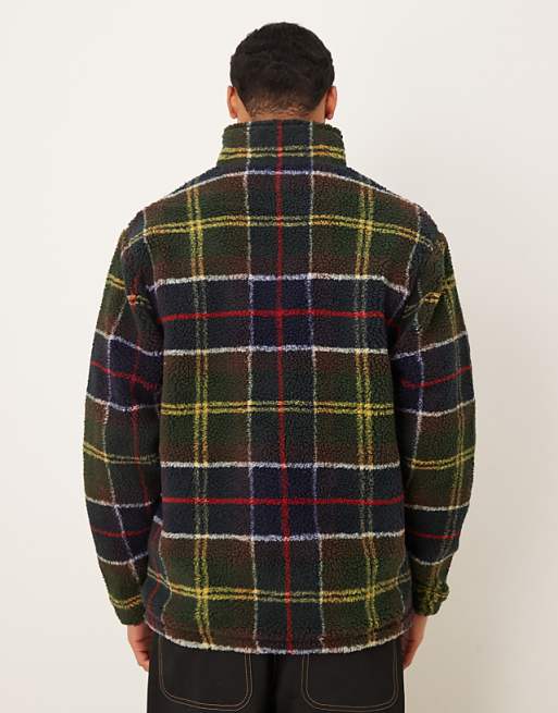 Barbour Tartan fleece zip through in classic tartan - DGREEN
