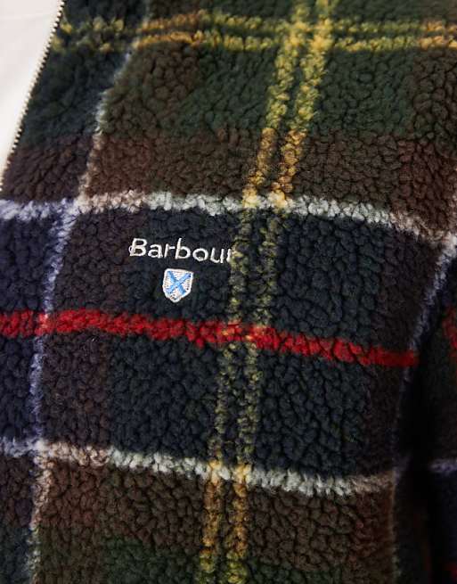 Barbour Tartan fleece zip through in classic tartan - DGREEN