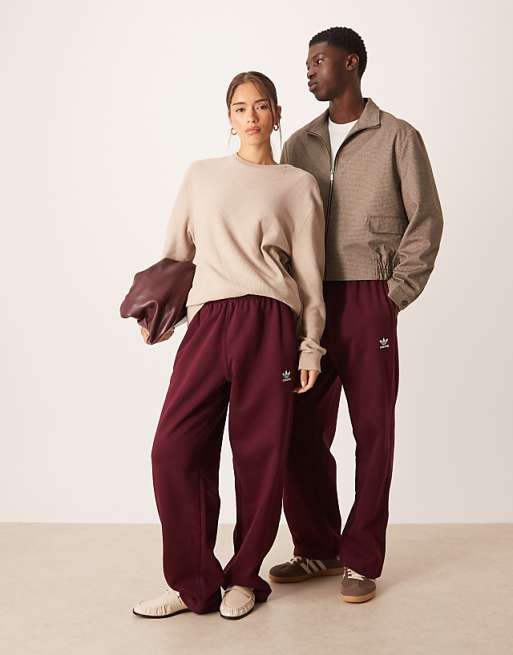 adidas Originals open hem joggers in burgundy