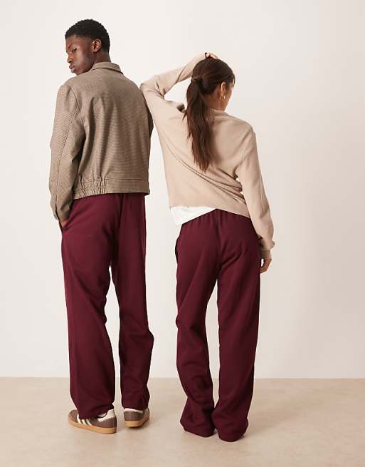 adidas Originals open hem joggers in burgundy