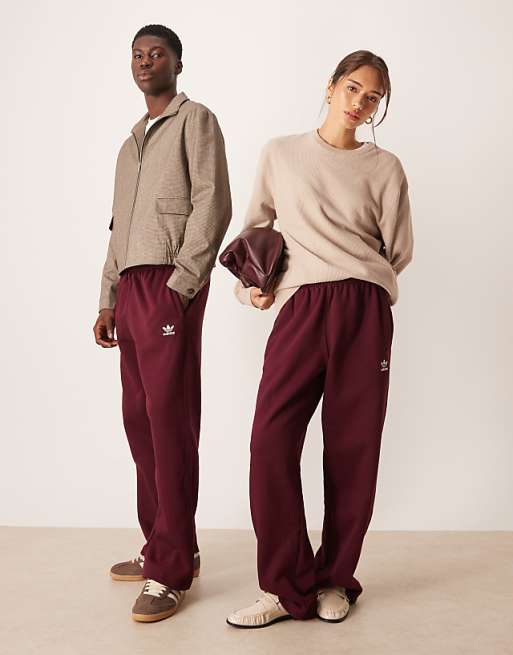 adidas Originals open hem joggers in burgundy