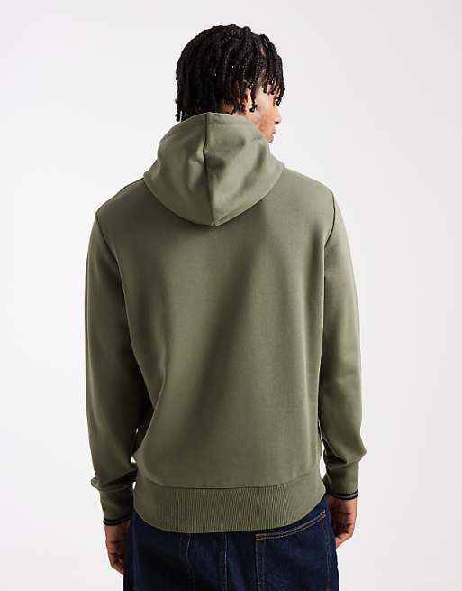 Fred Perry tipped logo hoodie in khaki