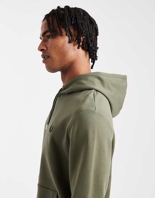 Fred Perry tipped logo hoodie in khaki