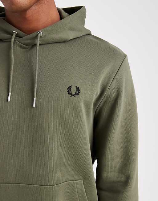 Fred Perry tipped logo hoodie in khaki