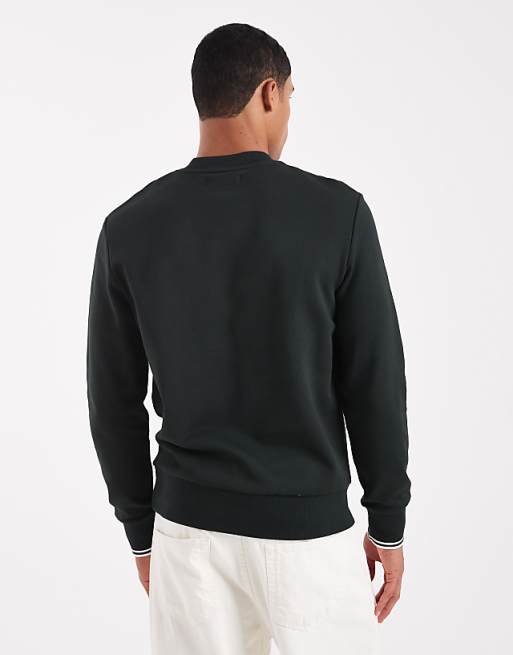 Fred Perry crew neck sweatshirt in dark green