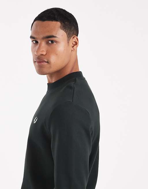 Fred Perry crew neck sweatshirt in dark green