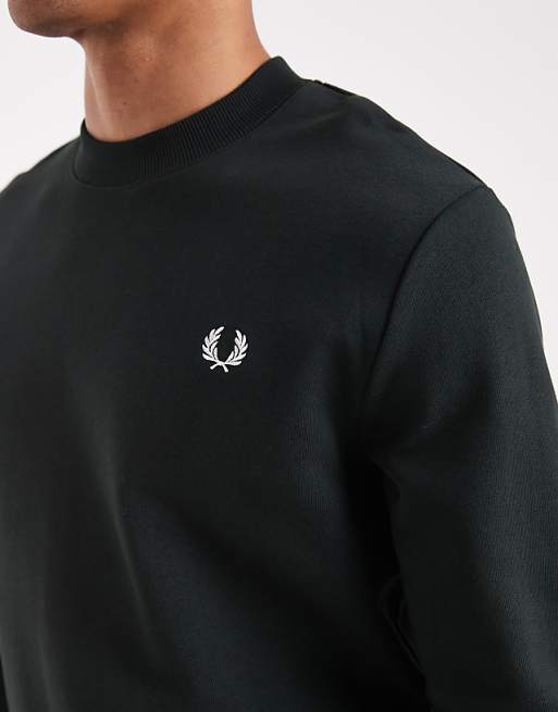 Fred Perry crew neck sweatshirt in dark green